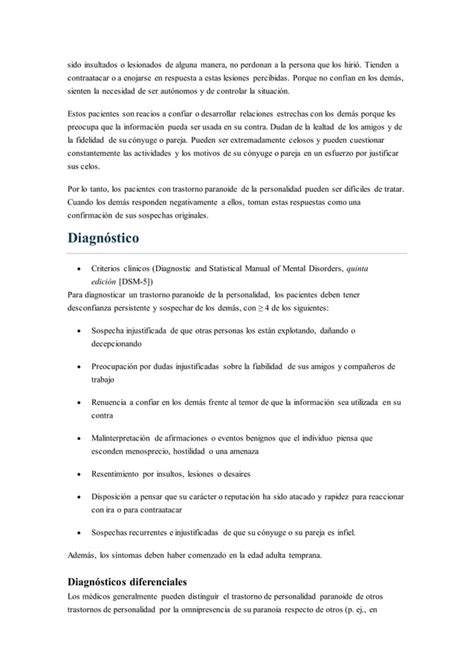 Trastorno Paranoide De La Personalidad PDF