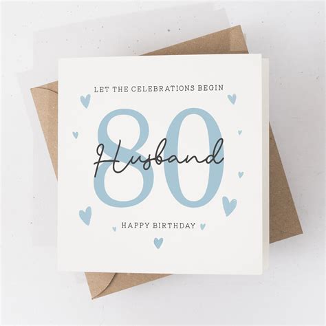 80th Birthday Card For Husband Husband Eightieth Birthday Card Husband 80th Birthday T