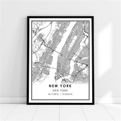 New York Map Etsy