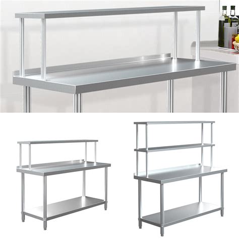 Commercial Catering Stainless Steel Table Overshelf Kitchen Prep Work