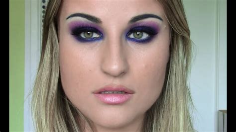 TUTORIAL Maquillaje De Ojos Ahumados AZUL ROSA Labios Nude Y Cejas