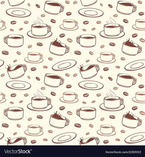 Hand Drawn Coffee Cups Seamless Pattern Royalty Free Vector