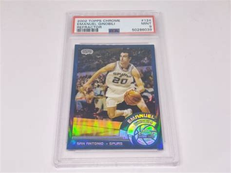 2002 03 Topps Chrome Rookie RC Refractor EMANUEL MANU GINOBILI PSA 9