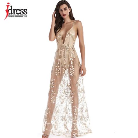 Aliexpress Buy IDress Spaghetti Strap Mesh Sheer Maxi Dresses