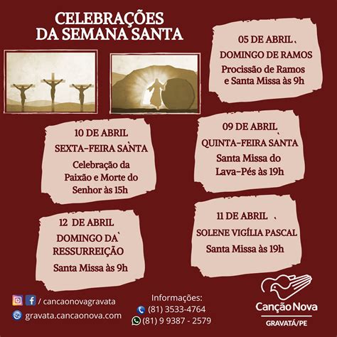 Hor Rios Das Celebra Es Da Semana Santa Na Can O Nova Gravat