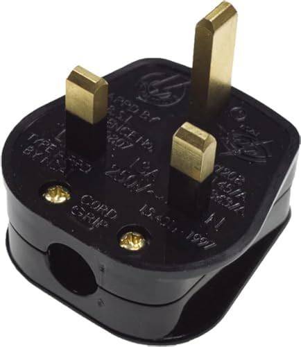 3 Pin Fused Plug Top Mains Power UK 3A Black Rewireable Household