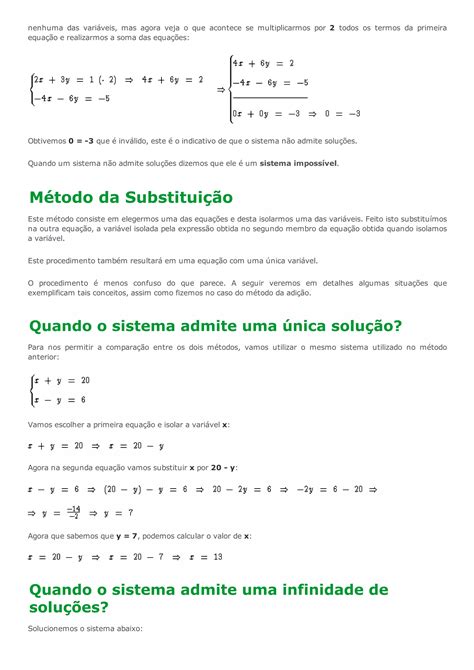 Sistemas De Equações Do 1° Grau Com 2 Incógnitas Pdf