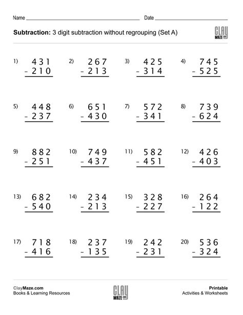 Worksheet Subtraction With Borrowing