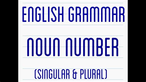 Noun Number Singular Plural English Grammar Youtube