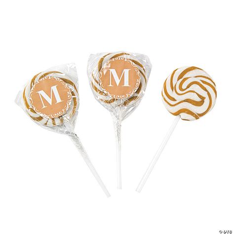 Personalized Gold Monogram Swirl Lollipops Oriental Trading