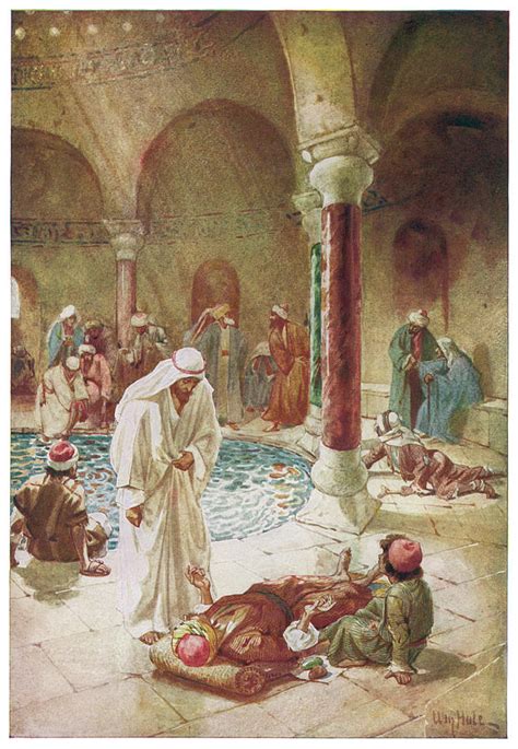 Jesus Heals A Crippled Man At The Pool Drawing By Mary Evans Picture