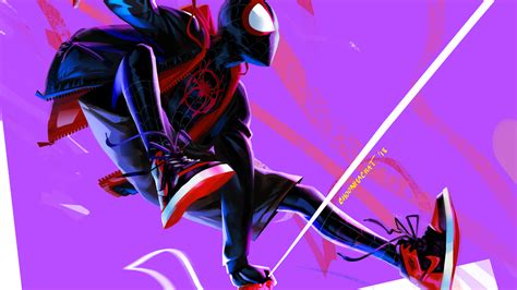 1366x768 Miles Morales In Spider Man Into The Spider Verse 4k Artwork