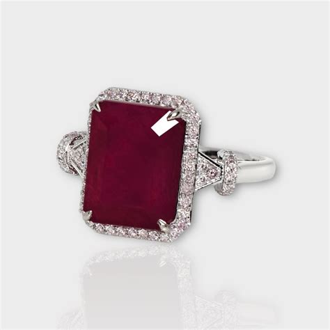 No Reserve Igi Ct Natural Unheated Red Ruby And Ct Diamonds