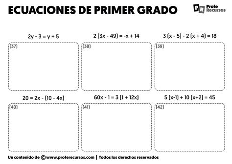 Ecuaciones De Primer Grado Ejercicios Soluciones