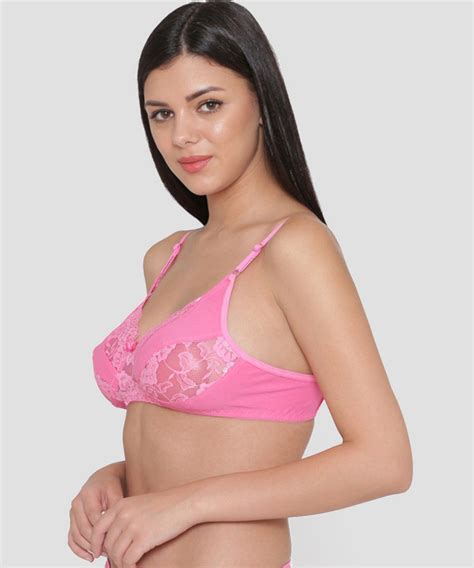 Buy N Gal Floral Lace Non Padded Regular Bra Pink Online