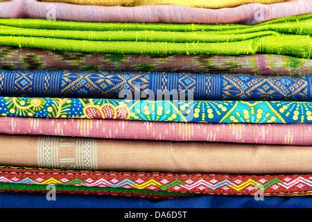 Colorful Of Native Thai Style Silk And Textiles Pattern Beautiful