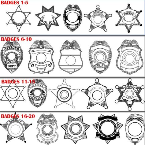 Police Badge Assortment Svg 1 5 Blank Woodworking Sheriff Etsy