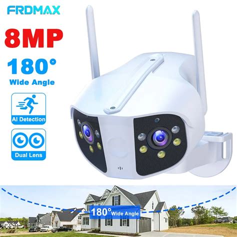 8mp 4k Security Camera Outdoor 180 Wide Angle Wifi Surveillance Cameras