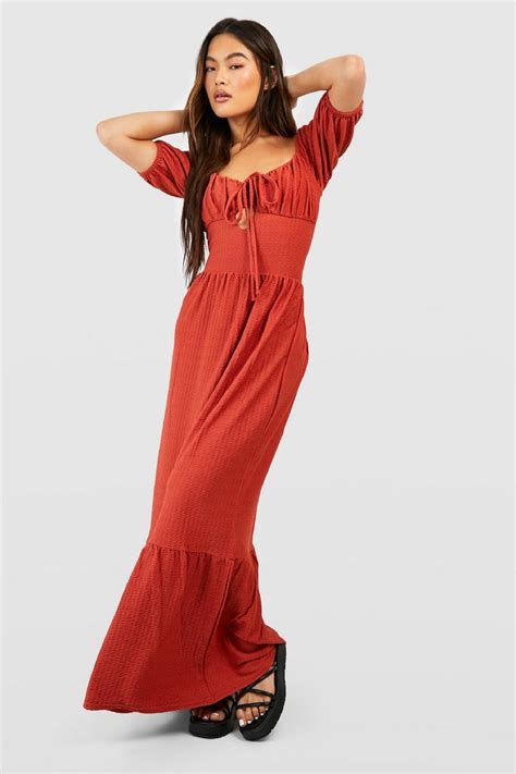 Textured Tiered Maxi Dress Boohoo Uk