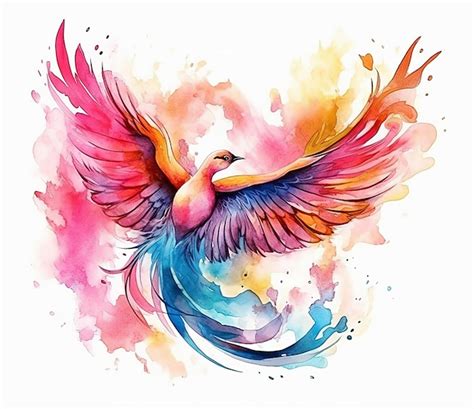 Premium AI Image | watercolor flying phoenix bird surrounded the flame ...