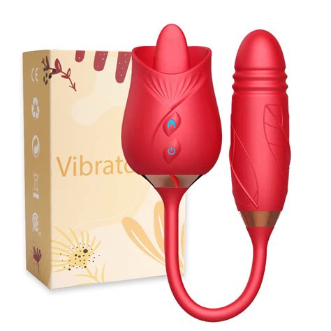 Rose Vibrator Thrusting G Spot Vaginal Dildo Vibrator Oral Tongue