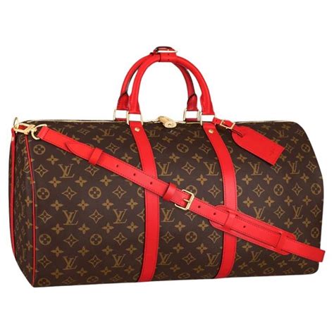 Louis Vuitton Keepall Bandoulière 50 Coated Canvas Coquelicot For Sale