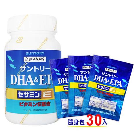 Suntory 三得利 魚油 Dhaandepa芝麻明e 120顆瓶隨身包30包共240錠 Pchome 24h購物