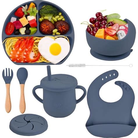 Assiette Ventouse Pour Bébé Silicone Coffret Repas Set Bebe Enfants