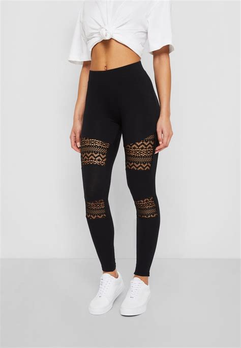 Urban Classics Crochet Leggings Hosen Black Schwarz Zalando At