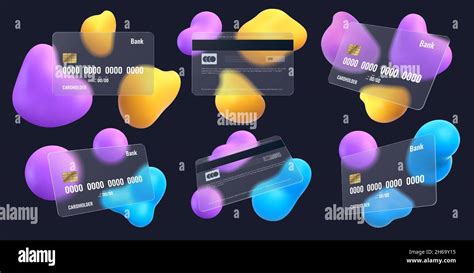 Realistic Credit Card Mockup In Glassmorphism Style With Blur