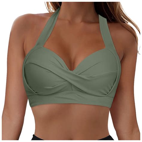Siilsaa Women Back Stainless Steel Hooks Swimwear Tops Underwire Full Coverage Bikini Top Push