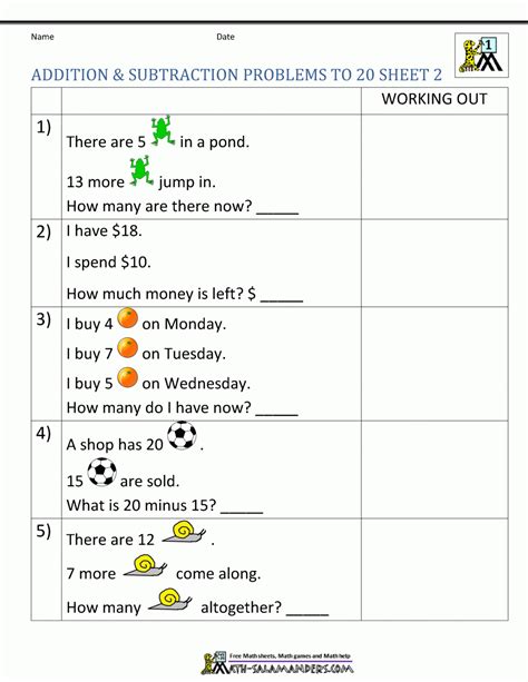 Word Problem 1st Grade Worksheets Worksheetscity