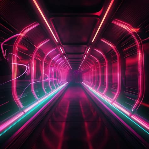 Premium Ai Image Futuristic Train In Neonlit Tunnel