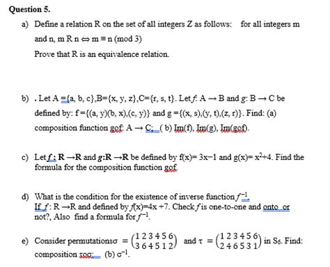 Solved Question A Define A Relation R On The Set Of All Chegg