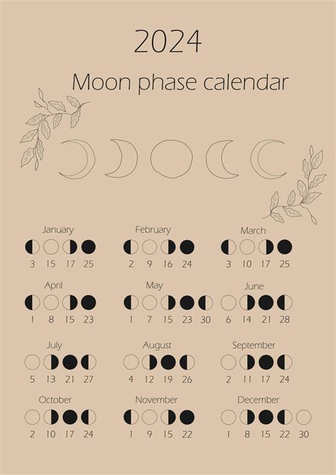 Calendario Lunar 2024 Con Fases Katey Maureen