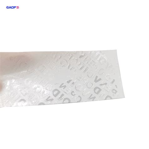 Tamper Evident Polyeste Void Anti Fraud Label Non Transfer China