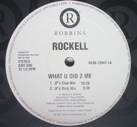 What U Did 2 Me (Vinyl): Rockell: Amazon.ca: Music