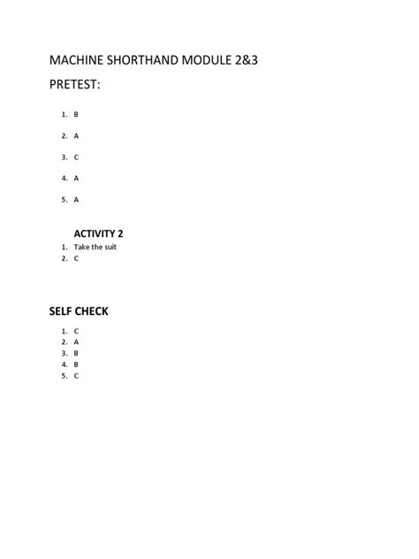 Machine Shorthand Modules 2 4 Pretests And Activities Pdf