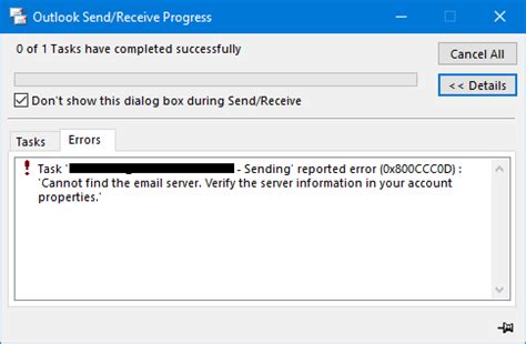 Sending And Receiving Email Error