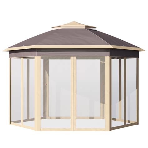 Outsunny Gazebo 4x3 4m Pieghevole Da Giardino Con Zanzariera E Doppio