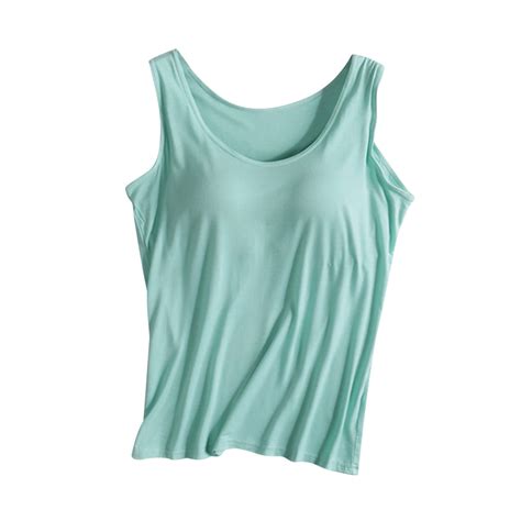 Uyisj Womens Camisoles With Built In Bra Solid Color Tank Tops Padded