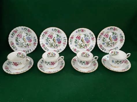 ROYAL STAFFORD BIRD Of Paradise 12 Pieces 4 Trio Sets Cup Saucer