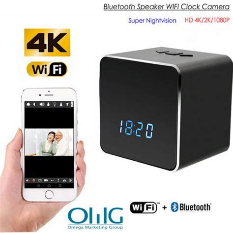 Hidden Spy Camera Wifi Bluetooth Speaker Clock Hd Video Nightvision