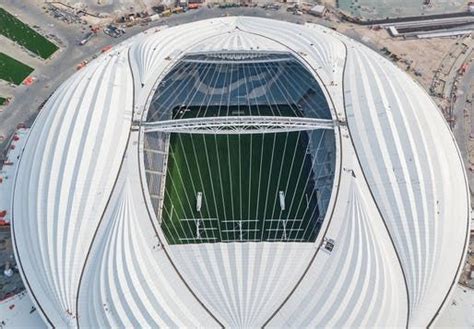 Aerial View Of The Completed Al Janoub Stadium In Al Wakrah Qatar