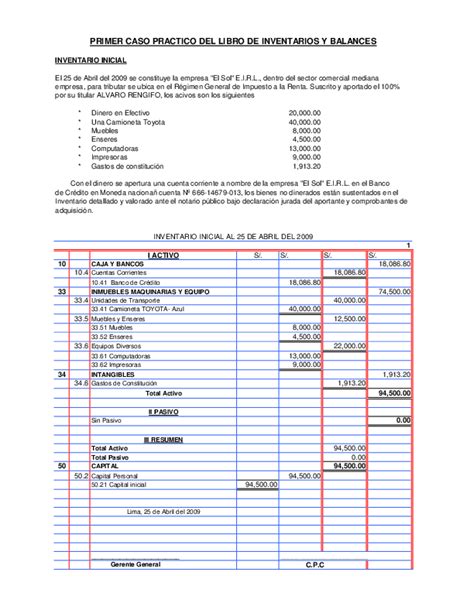 Un Ejemplo De Un Inventario