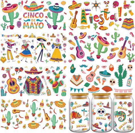 Amazon Rngmsi Uv Dtf Cup Wrap Sheets Mexican Fiesta Uv Dtf Cup