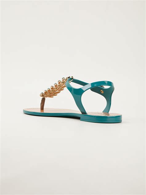 Dolce And Gabbana Embellished Sandals In Blue Lyst