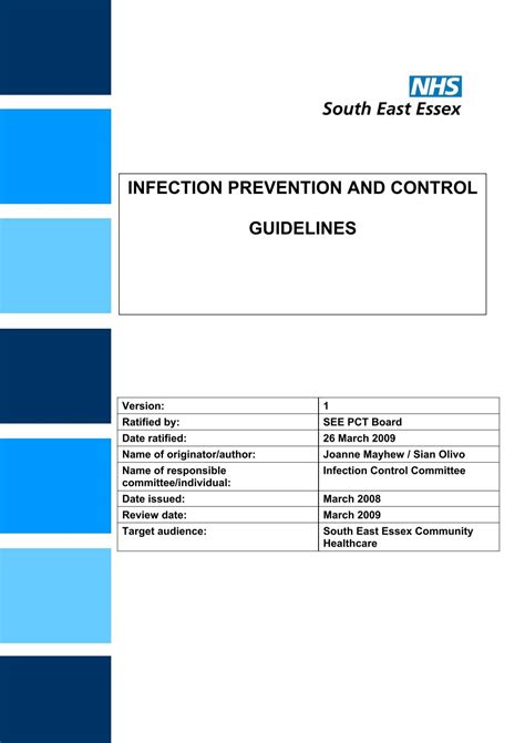 Infection Prevention And Control Guidelines Nhs South Essex