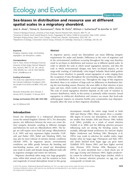 Pdf Sex Biases In Distribution And Resource Use At Different Spatial