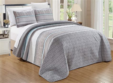 Amazon GrandLinen 3 Piece Fine Printed Oversize 100 X 95 Quilt